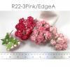 50 Puffy Roses (1-1/4or3cm) Mixed 3 Pinks Edge (516/517/518-V)