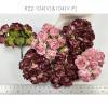 50 Puffy Roses (1-1/4or3cm) Mixed Burgundy EDGE flowers