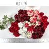 50 Medium May Roses (1-1/2"or3.75cm) Mixed All Red - White Flowers