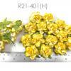 50 Medium May Roses (1-1/2"or3.75cm) White - Yellow EDGE Flowers