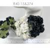 25 Large 2" or 5cm  Mixed JUST Black - White Tea Roses