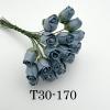 25 Baby Blue Semi Open Rose Buds